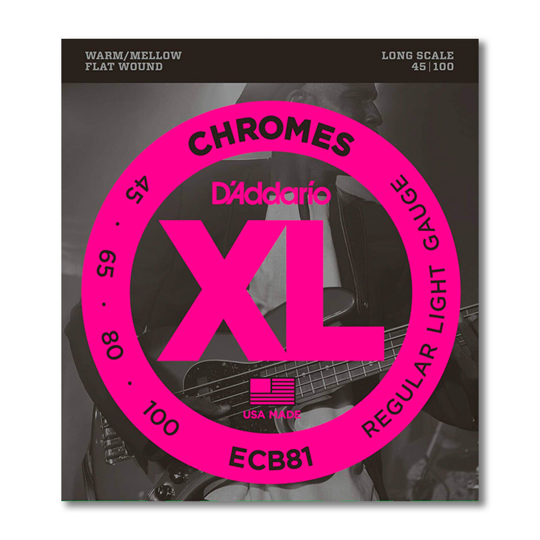 D'Addario XL Chromes Medium Long Scale Flatwound Bass Guitar String Set 50-105 — view 5