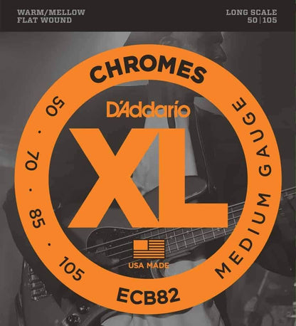 D'Addario XL Chromes Medium Long Scale Flatwound Bass Guitar String Set 50-105