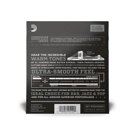 D'Addario BASS Guitar String Set 40/100 Chrome Flatwound Light Long Scale