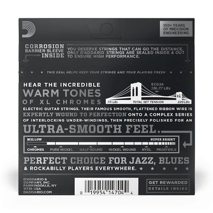 D'Addario Chromes Flatwound Electric Guitar String Set 11/50 for Jazz, R&B, Rockabilly, Pop — view 2