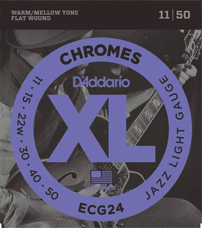 D'Addario Chromes Flatwound Electric Guitar String Set 11/50 for Jazz, R&B, Rockabilly, Pop — view 4