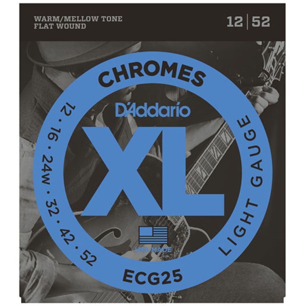D'Addario XL Chromes ECG25 Light 12-52 Flat Wound Electric Guitar Strings — view 6