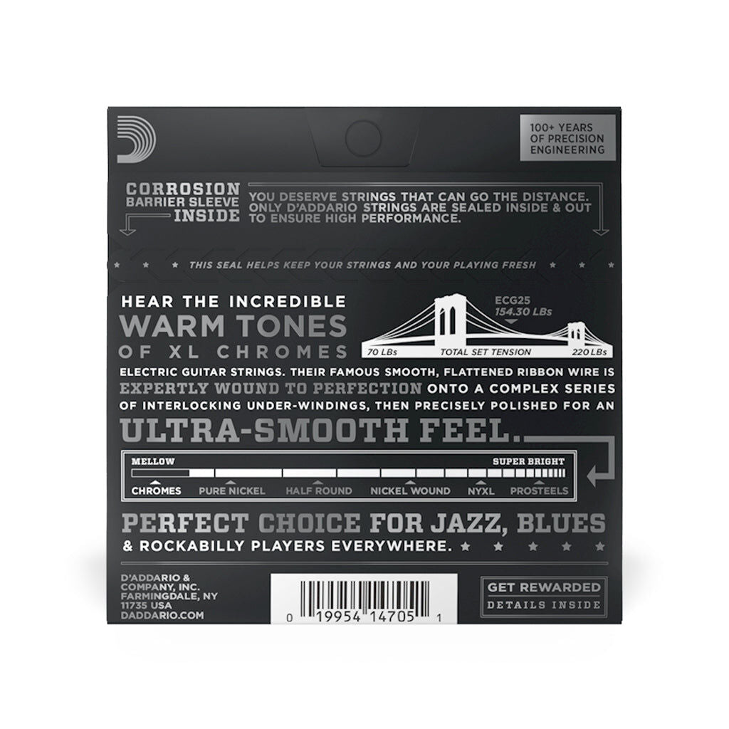 D'Addario XL Chromes ECG25 Light 12-52 Flat Wound Electric Guitar Strings — view 2