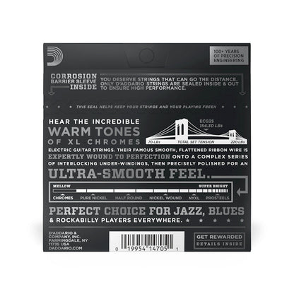 D'Addario XL Chromes ECG25 Light 12-52 Flat Wound Electric Guitar Strings — view 2