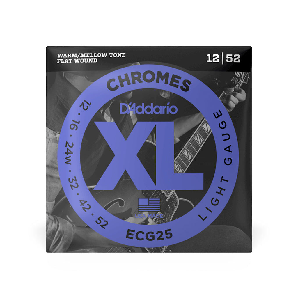 D'Addario XL Chromes ECG25 Light 12-52 Flat Wound Electric Guitar Strings
