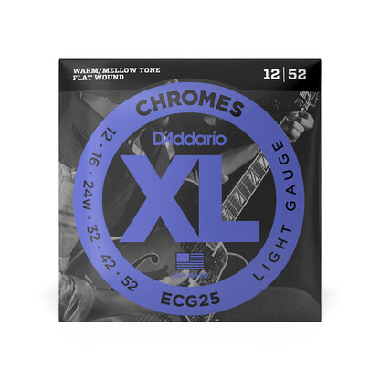 D'Addario XL Chromes ECG25 Light 12-52 Flat Wound Electric Guitar Strings