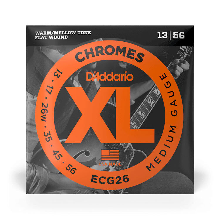 D'Addario XL Chromes ECG26 Medium 13-56 Flat Wound Electric Guitar Strings — view 5