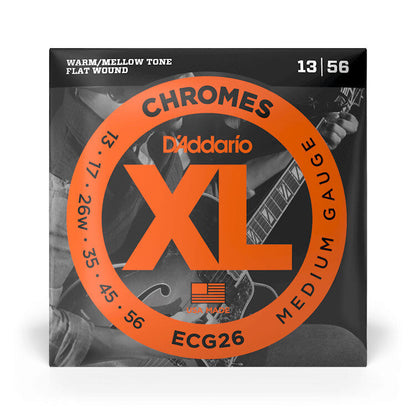 D'Addario XL Chromes ECG26 Medium 13-56 Flat Wound Electric Guitar Strings — view 5