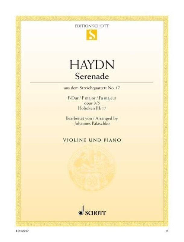 Serenade From String Quartet Violin/Piano (Softcover Book)