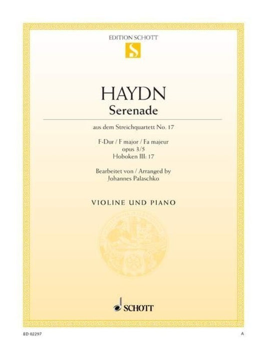 Serenade From String Quartet Violin/Piano (Softcover Book)