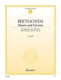 Beethoven - Marcia C Major / Gavotta F Major Op. 45 Piano Duet, 12 Pages, Schott Music
