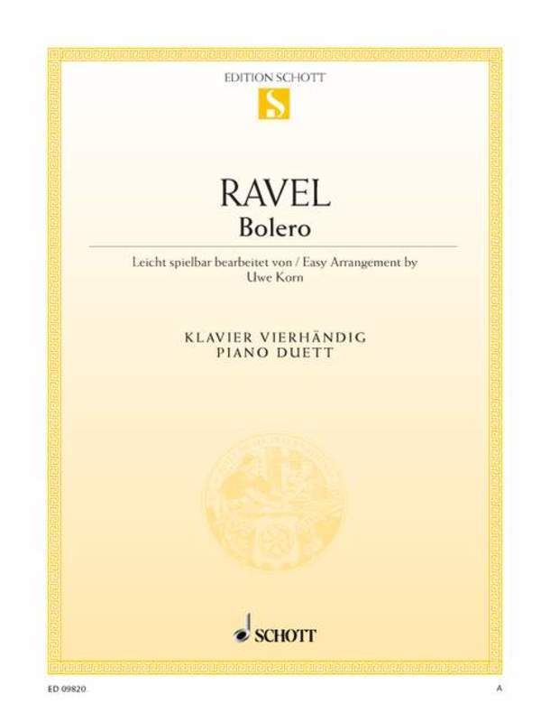 Ravel - Bolero Easy Piano Duet Arrangement (Softcover Book)