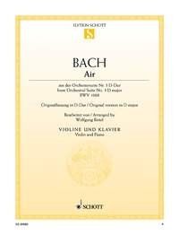 Bach - Air from Orchestral Suite No 3 BWV 1068 for Violin/Piano, Arranged by Wolfgang Birtel, Published by Schott Music, 6 Pages