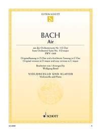 Bach - Air from Orchestral Suite No. 3 BWV 1068 for Cello and Piano by Wolfgang Birtel, Schott Music, 8 Pages