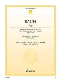 Bach - Air from Orchestral Suite No 3 BWV 1068 for Clarinet and Piano, Arr. Wolfgang Birtel, Schott Music, 6 Pages