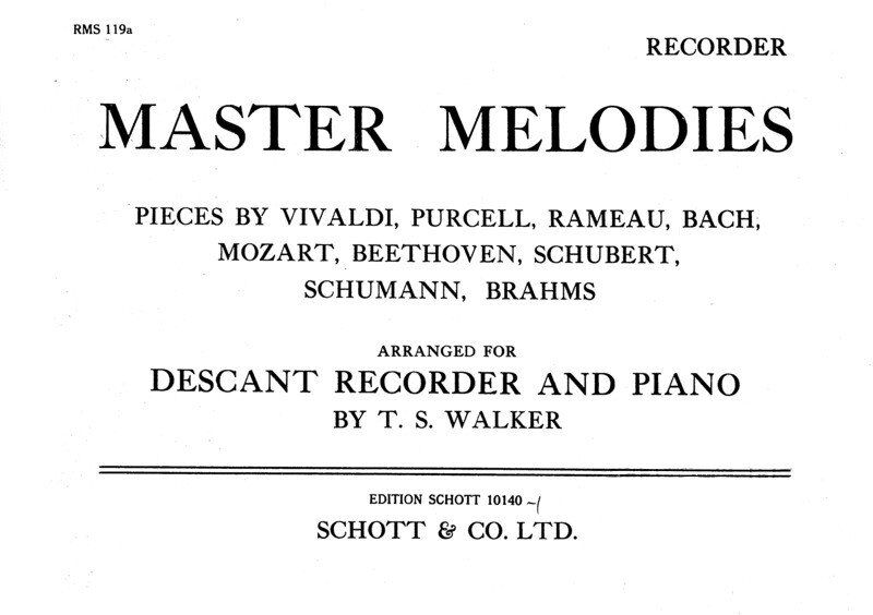 Master Melodies for Descant Recorder and Piano by Schott Music - 24 Pages