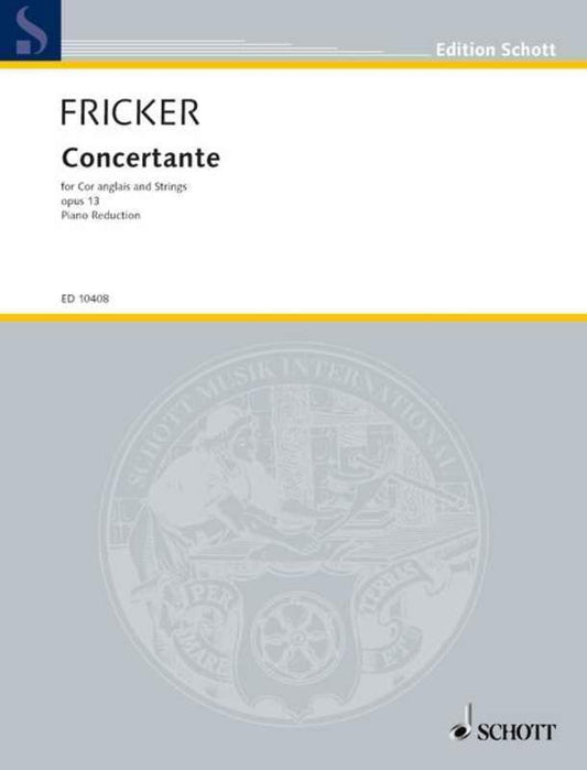 Fricker - Concertante No 1 Op 13 Cor Anglais/Piano (Softcover Book)