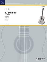 Sor - 12 Studies Op. 6 for Guitar by Fernando Sor, 28 Pages, Schott Music