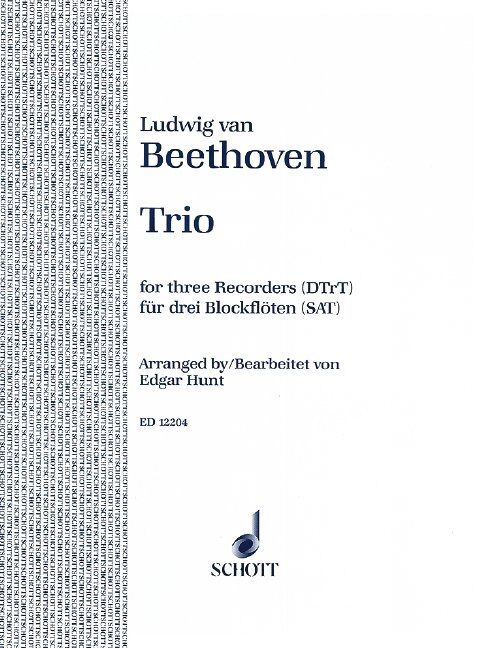 Beethoven - Trio Op. 87 for 3 Recorders by Schott Music