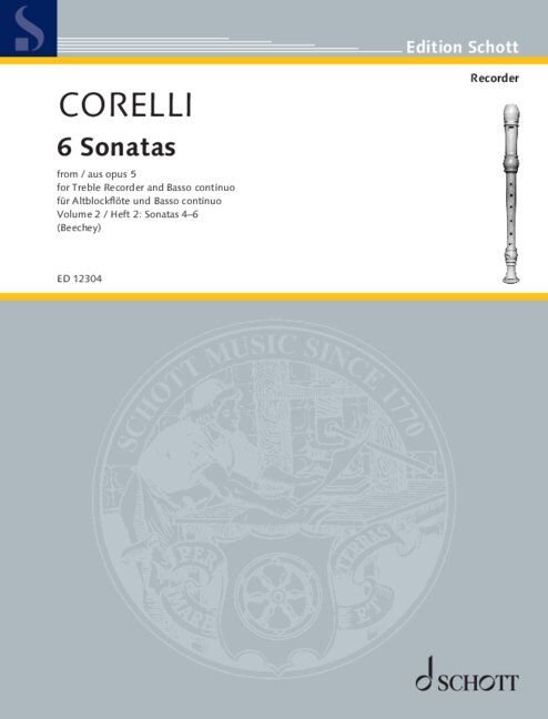 6 Sonatas Op 5 for Recorder and Piano Volume 2