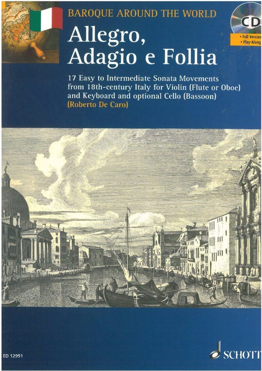 Allegro Adagio E Follia Violin Piano Book with CD