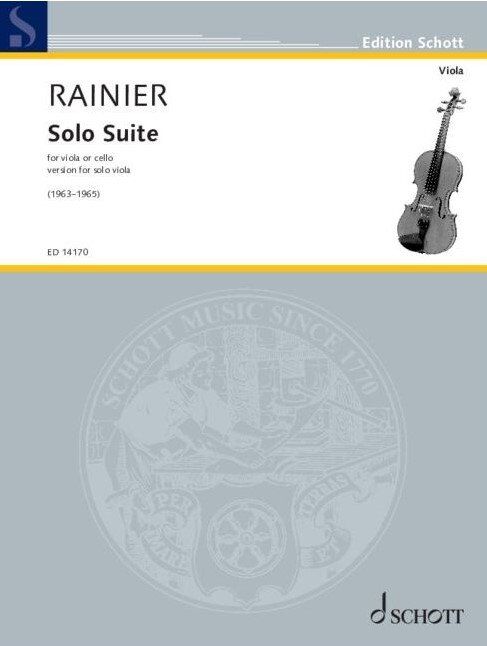 Rainier Solo Suite for Viola - Priaulx Rainier, Schott Music, 12 Pages
