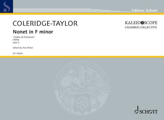 Coleridge-Taylor Nonet in F Minor Op. 2 Score for Piano & 8 Instruments, 134 Pages, Schott Music