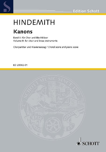 Paul Hindemith: Kanons, Vol. 2 — Choral Score (Schott Music)