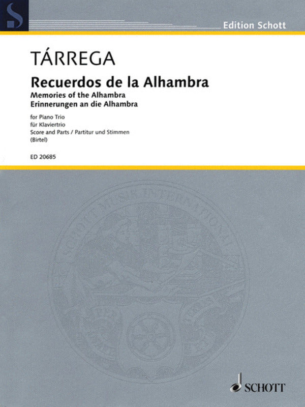 Recuerdos De La Alhambra Piano Trio Score/Parts Book