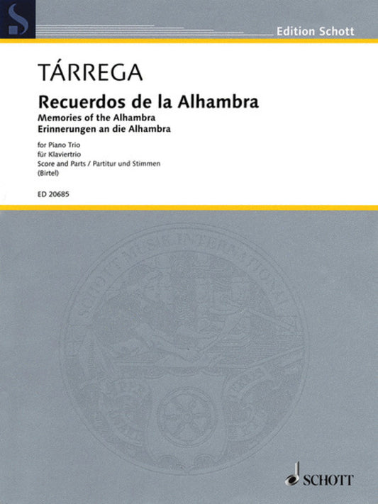 Recuerdos De La Alhambra Piano Trio Score/Parts Book