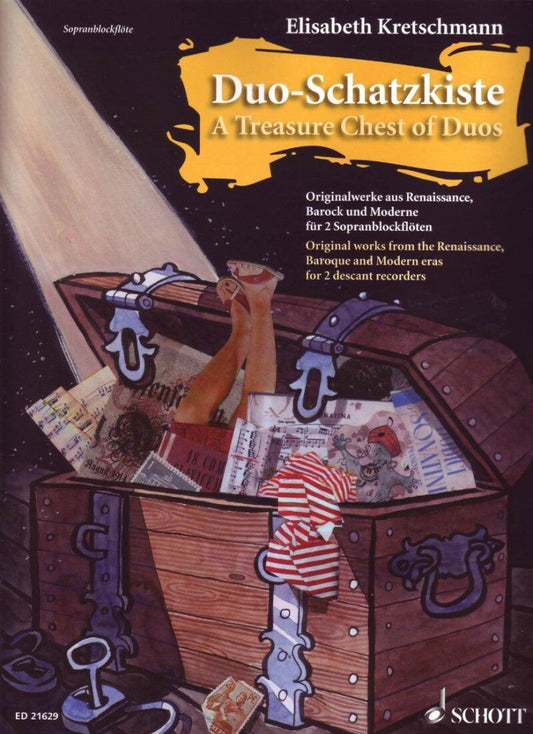 A Treasure Chest of Duos for Descant Recorder Duet by Schott Music, 68 Pages, Woodwind Recorder Literature