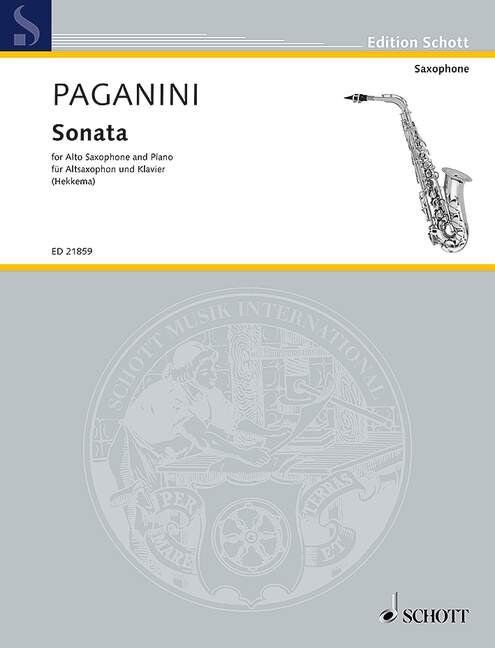 Paganini Sonata for Alto Saxophone and Piano Arranged by Hekkema, 48 Pages, Schott Music
