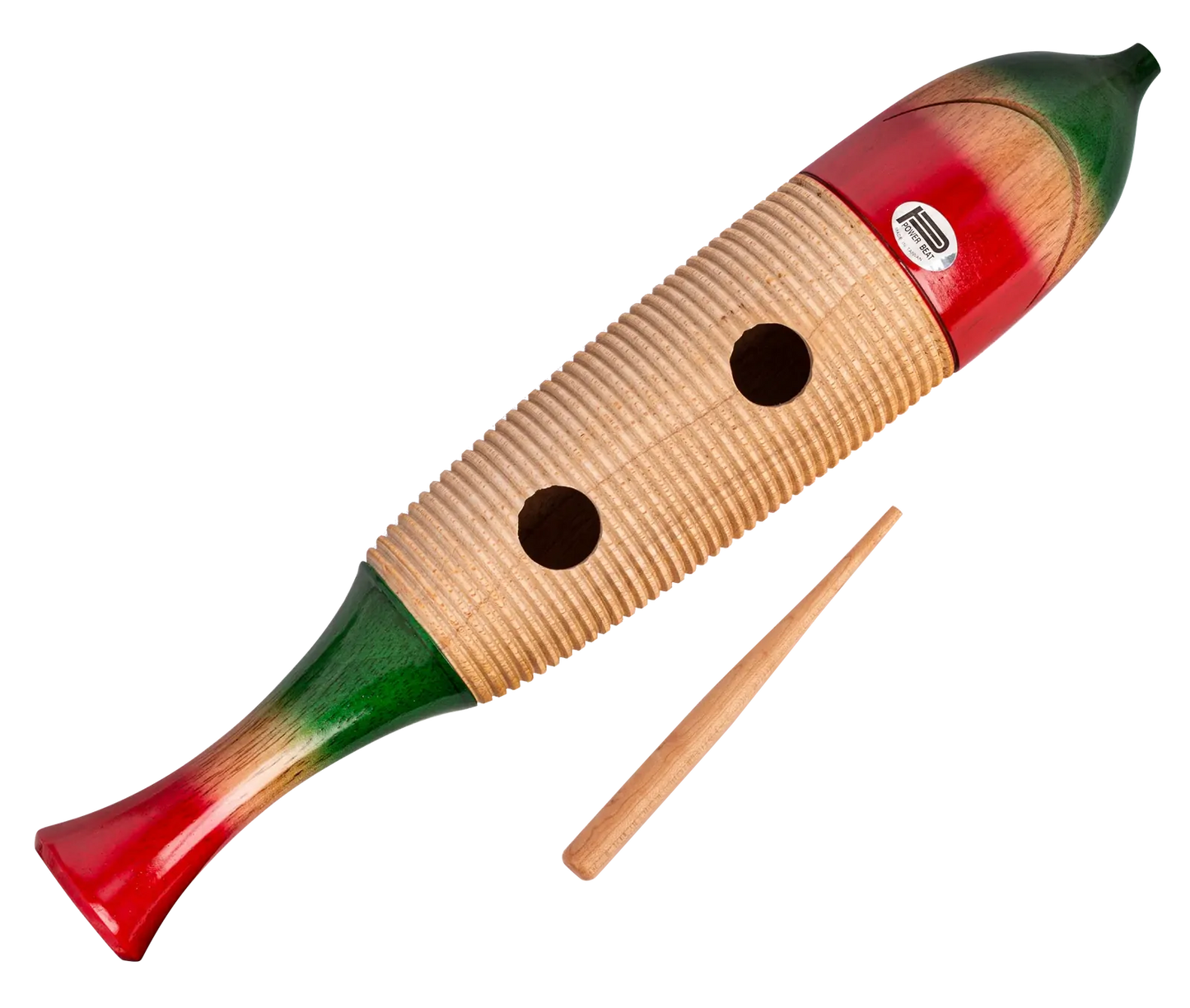 CPK ED220 16 Inch Guiro - Large Fish Shape, 3 Inch Diameter, Wooden with Steel Scraper