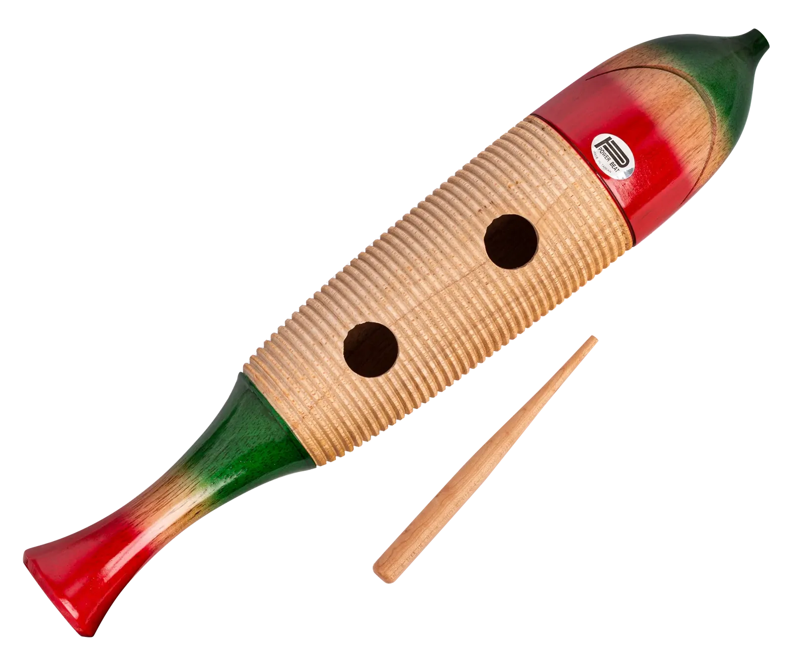 CPK ED220 16 Inch Guiro - Large Fish Shape, 3 Inch Diameter, Wooden with Steel Scraper