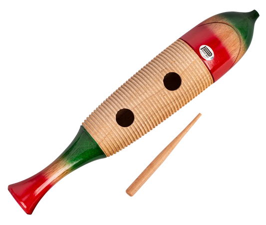 CPK ED220 16 Inch Guiro - Large Fish Shape, 3 Inch Diameter, Wooden with Steel Scraper