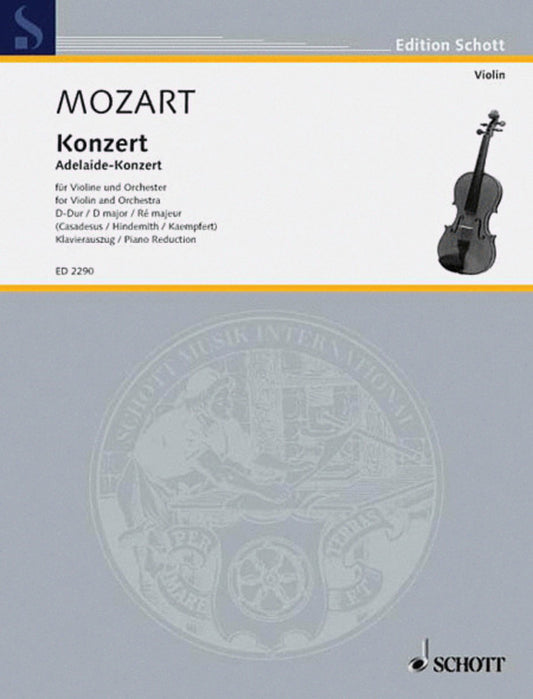 Concerto D Major Adelaide K 294A Violin/Piano Book
