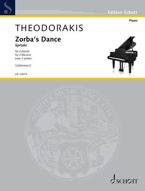 Zorba's Dance for 2 Pianos by Mikis Theodorakis - 34 Pages, Schott Music