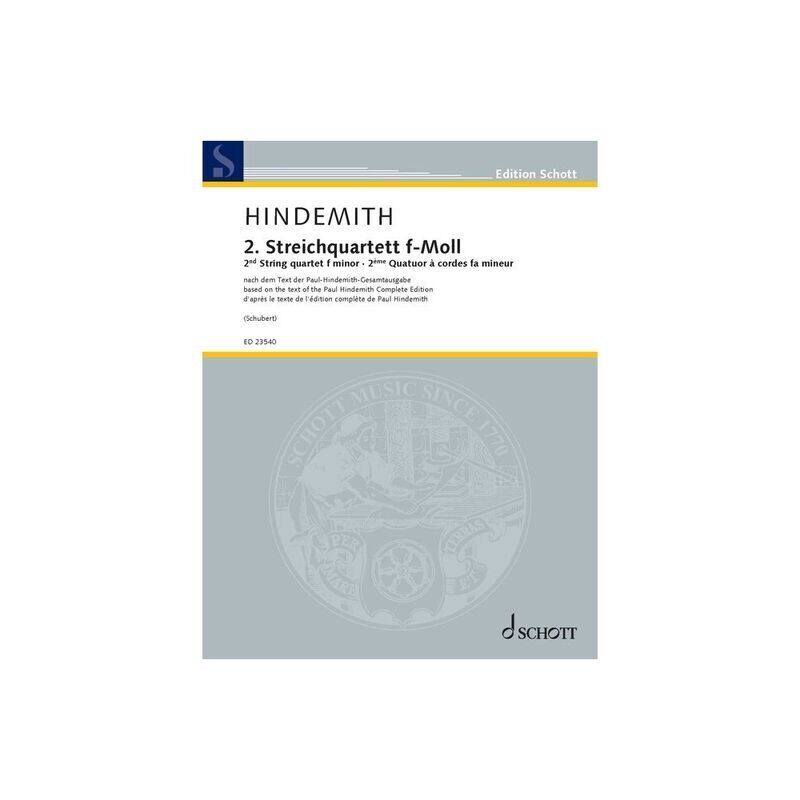 Hindemith 2nd String Quartet F Minor for Cello and Viola, Published by Schott Music, 152 Pages