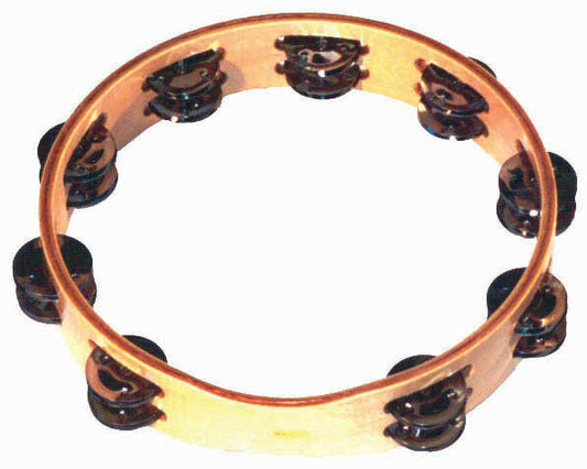 CPK PERCUSSION - 10 Inch Headless Tambourine Wooden Rim, 18 Pairs Jingles