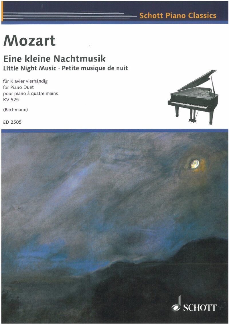 Mozart - Little Night Music K 525 for Piano Duet, Arranged by E. Bachmann, 24 Pages, Published by Schott Music