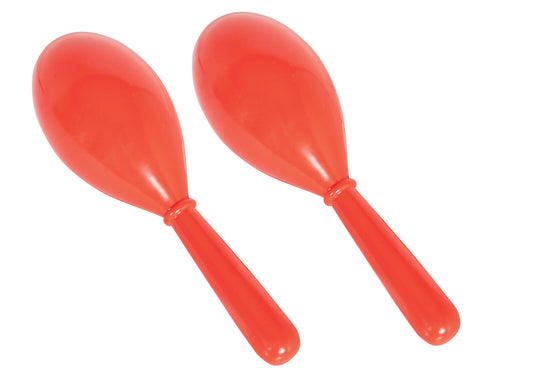 MARACAS - CPK Small Plastic Oval Shape, Red, Pair 8" long, Educational