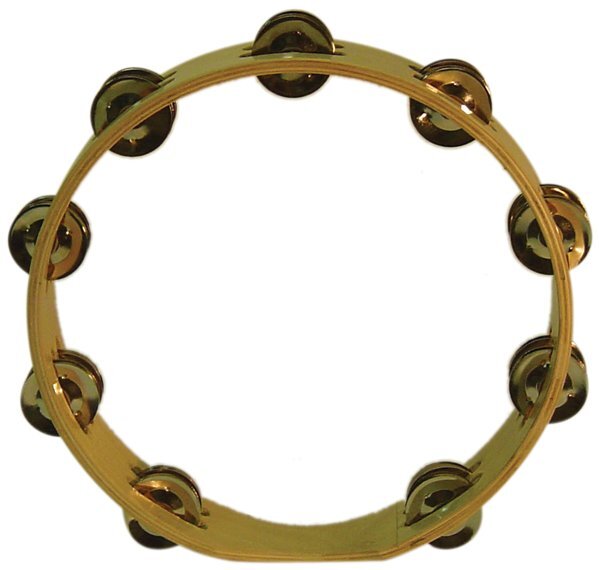 AMS ED613 10 Inch Tambourine Headless Wood 18 Prs Jingles