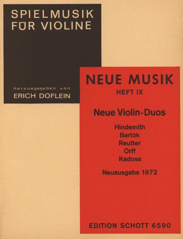 New Violin Duos by Schott Music - Hindemith, Bartok, Reutter, Orff, Kadosa, Vocal Duet, 24 Pages