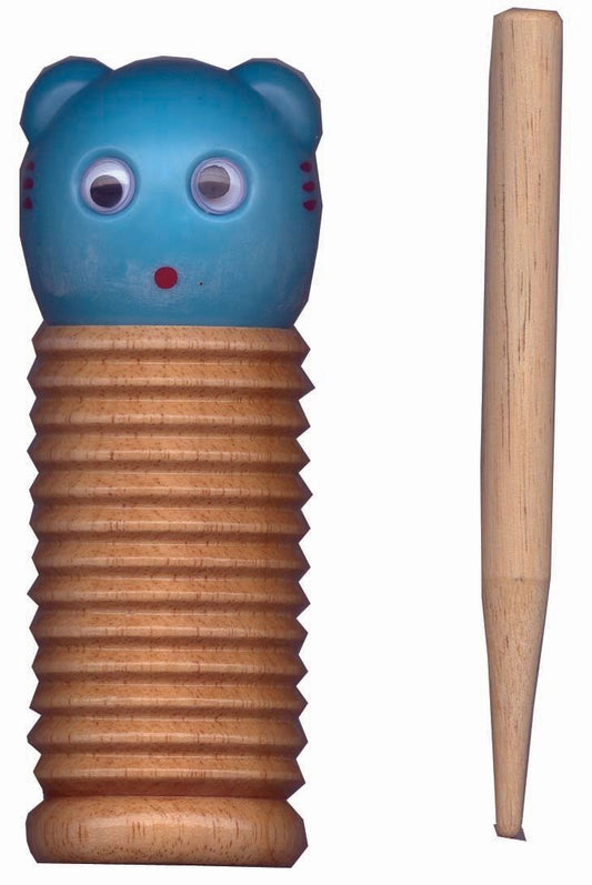 CPK - Kids Wooden Guiro / Shaker With Bears Head Percussion, 5" Long