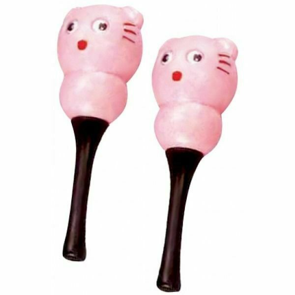 BEAR MARACAS - Pair of Pink 6" on Plastic Handles CPK