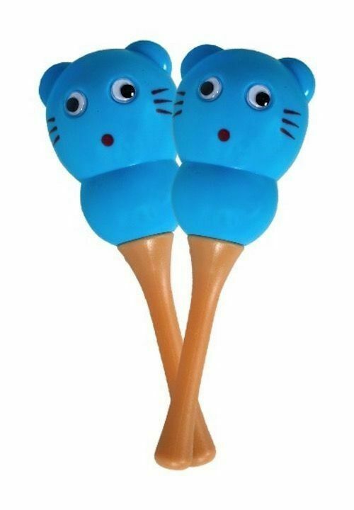 BEAR MARACAS - Pair of Blue 6" on Plastic Handles CPK