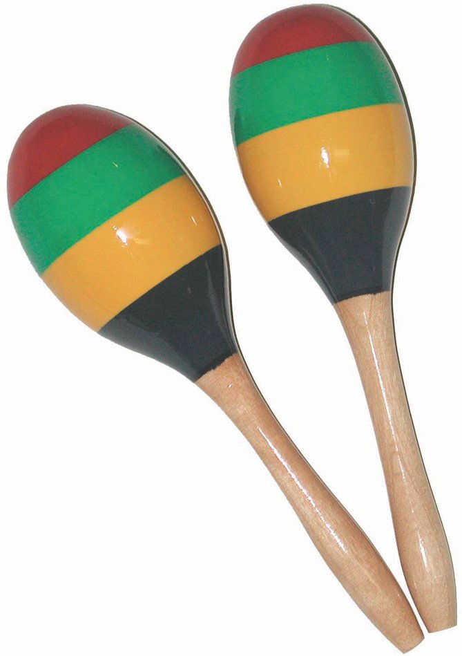 AMS ED765 09 Inch Long Maracas Wooden W/Multi Colours