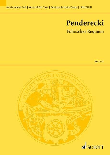 Penderecki Polish Requiem Study Score - Choral & Orchestra, 276 Pages, Schott Music