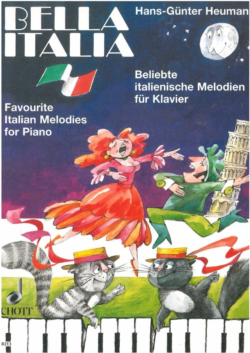 Heumann - Bella Italia Favourite Italian Melodies for Piano, Easy to Play, Large Notes, 24 Pages, Illustrations, Schott Music