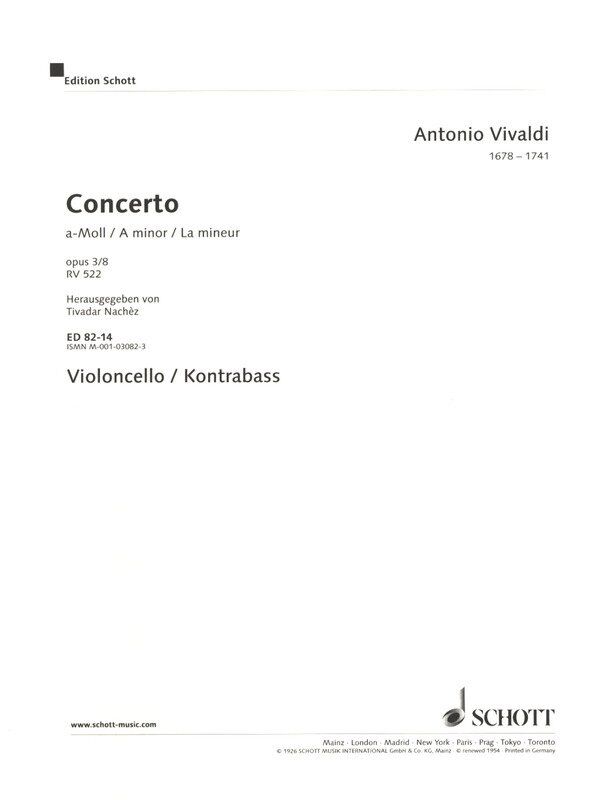 Vivaldi Concerto in A Minor Op 3/8 RV 522 Cello/Double Bass Part
